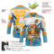 Custom Shadow Blue Gold Bay Orange-White Hawaii Tropical Palm Trees Hockey Lace Neck Jersey