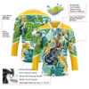 Custom Yellow Aurora Green Black-White Hawaii Tropical Palm Trees Hockey Lace Neck Jersey