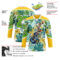 Custom Yellow Aurora Green Black-White Hawaii Tropical Palm Trees Hockey Lace Neck Jersey
