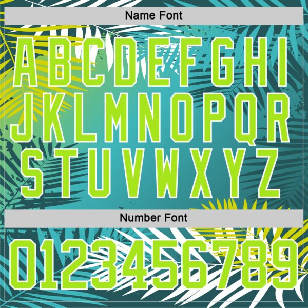 Custom Aqua Neon Green-White Hawaii Tropical Palm Trees Hockey Lace Neck Jersey