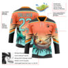 Custom Black Ice Blue-Orange Gradient Hawaii Tropical Palm Trees Hockey Lace Neck Jersey