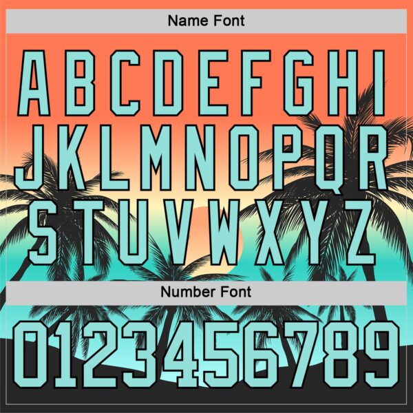 Custom Black Ice Blue-Orange Gradient Hawaii Tropical Palm Trees Hockey Lace Neck Jersey