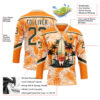 Custom Bay Orange Olive-Cream Hawaii Tropical Palm Trees Hockey Lace Neck Jersey