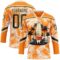 Custom Bay Orange Olive-Cream Hawaii Tropical Palm Trees Hockey Lace Neck Jersey