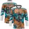 Custom White Black-Lakes Blue Hawaii Tropical Palm Trees Hockey Lace Neck Jersey
