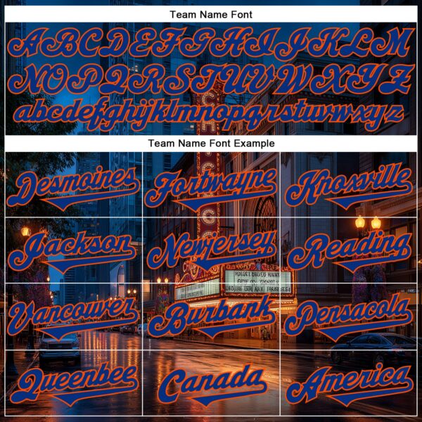 Custom Blue Royal-Orange Chicago Illinois The Theatre Landmark City Symbol Authentic Baseball Jersey