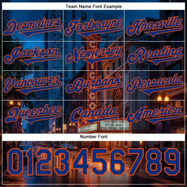 Custom Blue Royal-Orange Chicago Illinois The Theatre Landmark City Symbol Authentic Baseball Jersey