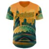 Custom Yellow Bay Orange-Kelly Green Chicago Illinois Millennium Park Cloud Gate The Bean Landmark City Symbol Authentic Baseball Jersey