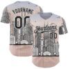 Custom Pink Black-White Chicago Illinois Cityscape Landmark City Symbol Authentic Baseball Jersey