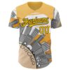 Custom Yellow Black-White Chicago Illinois Cityscape Landmark City Symbol Authentic Baseball Jersey
