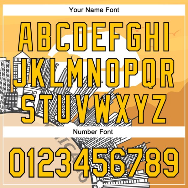 Custom Yellow Black-White Chicago Illinois Cityscape Landmark City Symbol Authentic Baseball Jersey