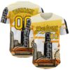 Custom Yellow Black-White Chicago Illinois Cityscape Landmark City Symbol Authentic Baseball Jersey