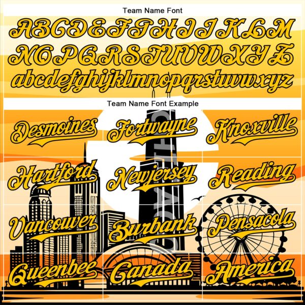 Custom Yellow Black-White Chicago Illinois Cityscape Landmark City Symbol Authentic Baseball Jersey