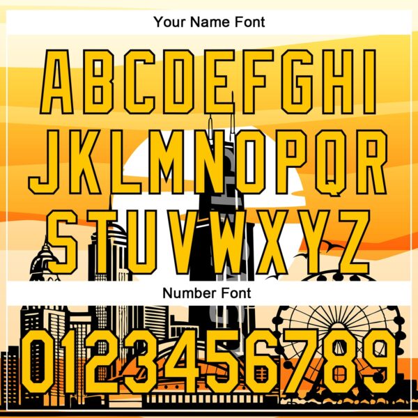 Custom Yellow Black-White Chicago Illinois Cityscape Landmark City Symbol Authentic Baseball Jersey