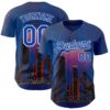 Custom Blue Thunder Blue-White Chicago Illinois Nightscape Landmark City Symbol Authentic Baseball Jersey