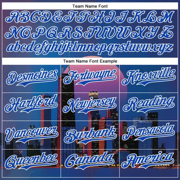Custom Blue Thunder Blue-White Chicago Illinois Nightscape Landmark City Symbol Authentic Baseball Jersey