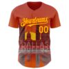 Custom Orange Yellow Dallas Texas Sunset Cityscape Landmark City Symbol Authentic Baseball Jersey
