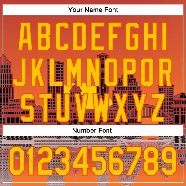 Custom Orange Yellow Dallas Texas Sunset Cityscape Landmark City Symbol Authentic Baseball Jersey