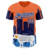 Custom Orange Royal-White Houston Texas Cityscape Landmark City Symbol Authentic Baseball Jersey