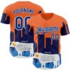Custom Orange Royal-White Houston Texas Cityscape Landmark City Symbol Authentic Baseball Jersey