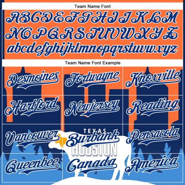 Custom Orange Royal-White Houston Texas Cityscape Landmark City Symbol Authentic Baseball Jersey