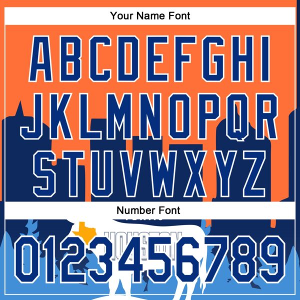 Custom Orange Royal-White Houston Texas Cityscape Landmark City Symbol Authentic Baseball Jersey