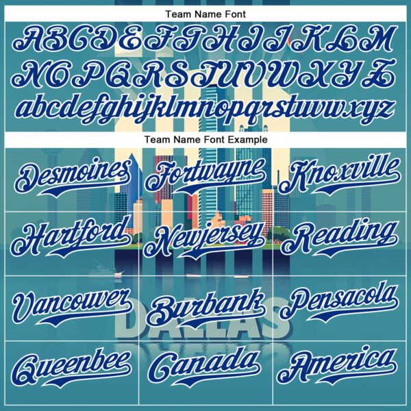 Custom Blue Royal-White Dallas Texas Urban Cityscape Landmark City Symbol Authentic Baseball Jersey