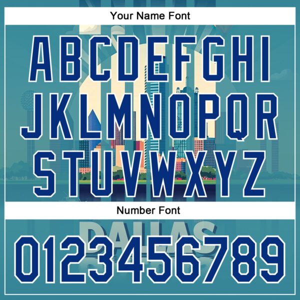 Custom Blue Royal-White Dallas Texas Urban Cityscape Landmark City Symbol Authentic Baseball Jersey