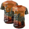 Custom Texas Orange Olive Minnesota Sunset Cityscape Vikings City Symbol Authentic Baseball Jersey
