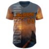 Custom Gray Texas Orange-Brown Minnesota Sunset Cityscape Vikings City Symbol Authentic Baseball Jersey