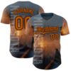 Custom Gray Texas Orange-Brown Minnesota Sunset Cityscape Vikings City Symbol Authentic Baseball Jersey