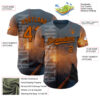 Custom Gray Texas Orange-Brown Minnesota Sunset Cityscape Vikings City Symbol Authentic Baseball Jersey