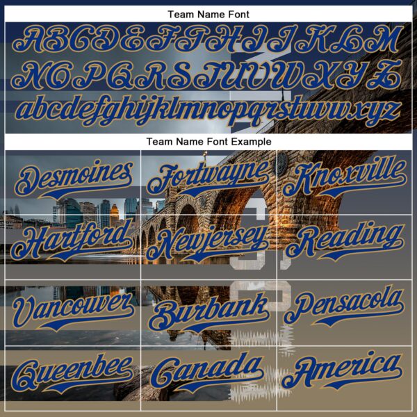 Custom Blue Royal Gray-Old Gold Minnesota Stone Bridge Landmark City Symbol Authentic Baseball Jersey