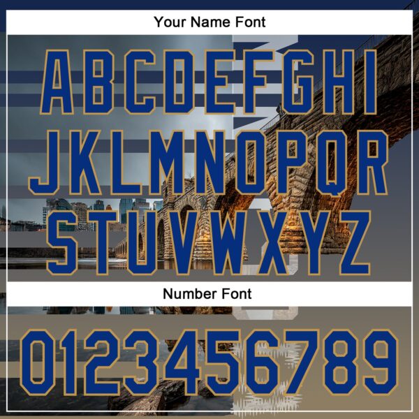 Custom Blue Royal Gray-Old Gold Minnesota Stone Bridge Landmark City Symbol Authentic Baseball Jersey