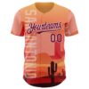 Custom Orange Maroon-White San Antonio Cactus Western Sunset City Symbol Authentic Baseball Jersey