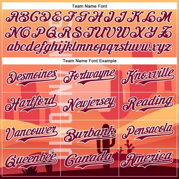 Custom Orange Maroon-White San Antonio Cactus Western Sunset City Symbol Authentic Baseball Jersey