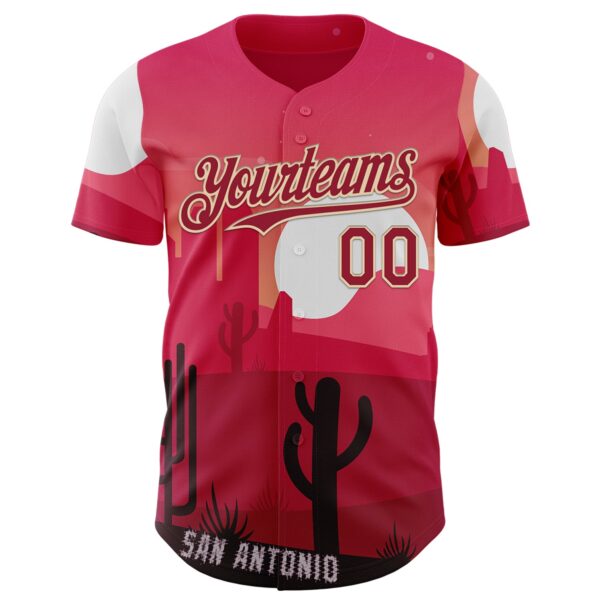 Custom Pink Cardinal-City Cream San Antonio Cactus Western Sunset City Symbol Authentic Baseball Jersey