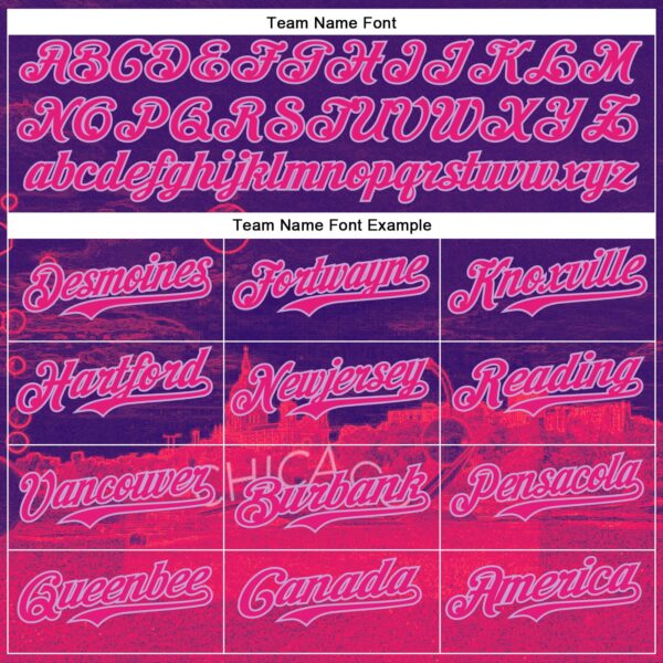 Custom Purple Hot Pink Red-Light Purple Minnesota Sculpture Garden Landmark City Symbol Authentic Baseball Jersey