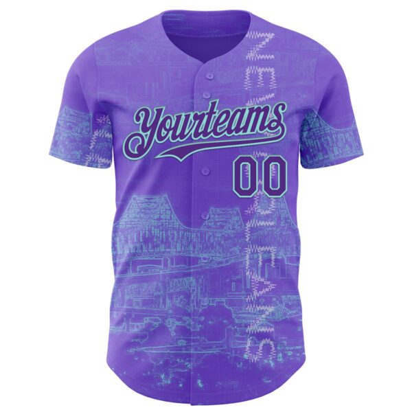 Custom Purple Ice Blue New Orleans Louisiana Mississippi River Bridge Cityscape City Symbol Authentic Baseball Jersey