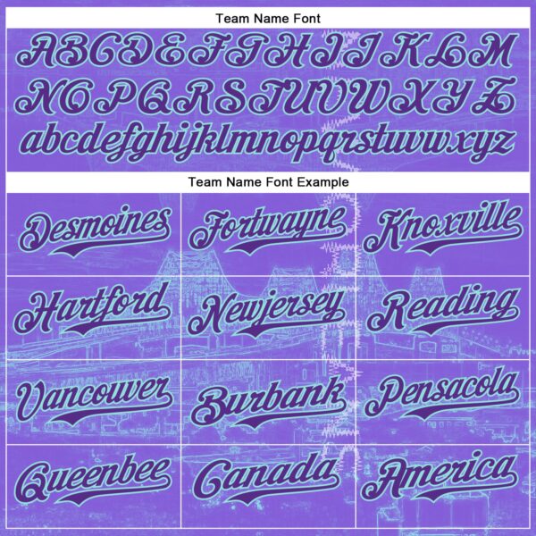 Custom Purple Ice Blue New Orleans Louisiana Mississippi River Bridge Cityscape City Symbol Authentic Baseball Jersey