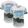 Custom White Ice Blue Black-Purple New Orleans Louisiana Cityscape Skyline City Symbol Authentic Baseball Jersey