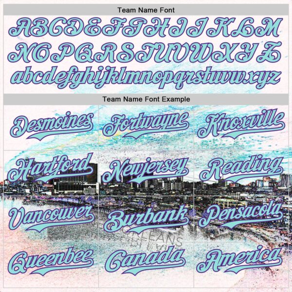 Custom White Ice Blue Black-Purple New Orleans Louisiana Cityscape Skyline City Symbol Authentic Baseball Jersey