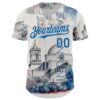 Custom Gray Blue-White San Antonio Texas Mission San Jose Landmark City Symbol Authentic Baseball Jersey
