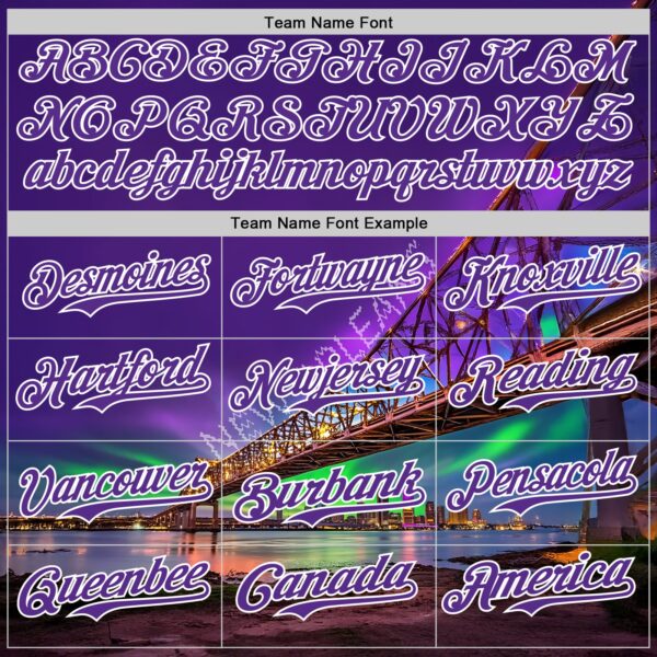 Custom Purple White New Orleans Louisiana Cityscape Landmark City Symbol Authentic Baseball Jersey