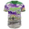 Custom Green Aurora Green Purple Gray-White New Orleans Louisiana Cityscape Landmark City Symbol Authentic Baseball Jersey