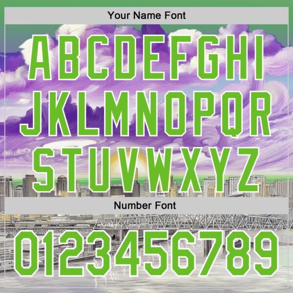 Custom Green Aurora Green Purple Gray-White New Orleans Louisiana Cityscape Landmark City Symbol Authentic Baseball Jersey