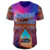 Custom Pink Thunder Blue Orange-White Houston Texas Hindu Temple Landmark City Symbol Authentic Baseball Jersey