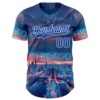 Custom Blue Thunder Blue-White Chicago Illinois Cityscape Skyline City Symbol Authentic Baseball Jersey