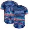 Custom Blue Thunder Blue-White Chicago Illinois Cityscape Skyline City Symbol Authentic Baseball Jersey