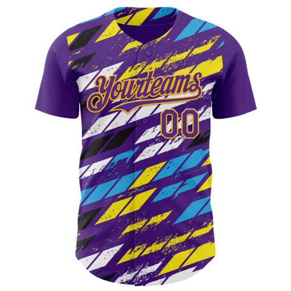 Custom Purple Yellow-Blue Car Racing Formula Auto Motorsport Authentic Baseball Jersey